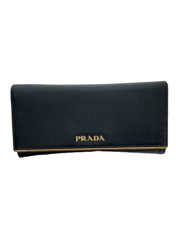 PRADA Black Leather Long Wallet for Women