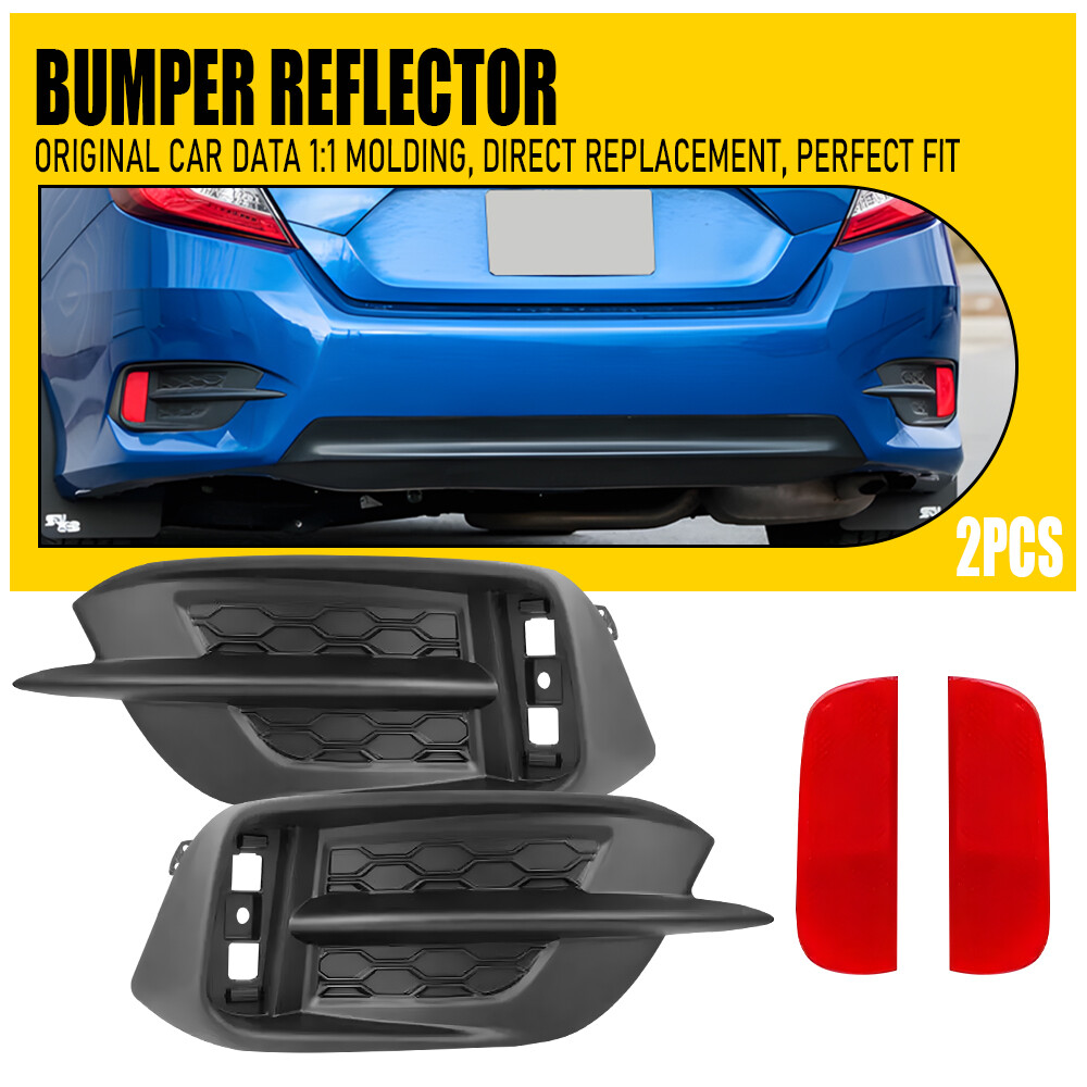 Rear Bumper Reflector w/Molding Cover Trim For HONDA CIVIC SEDAN Coupe 16-20 M