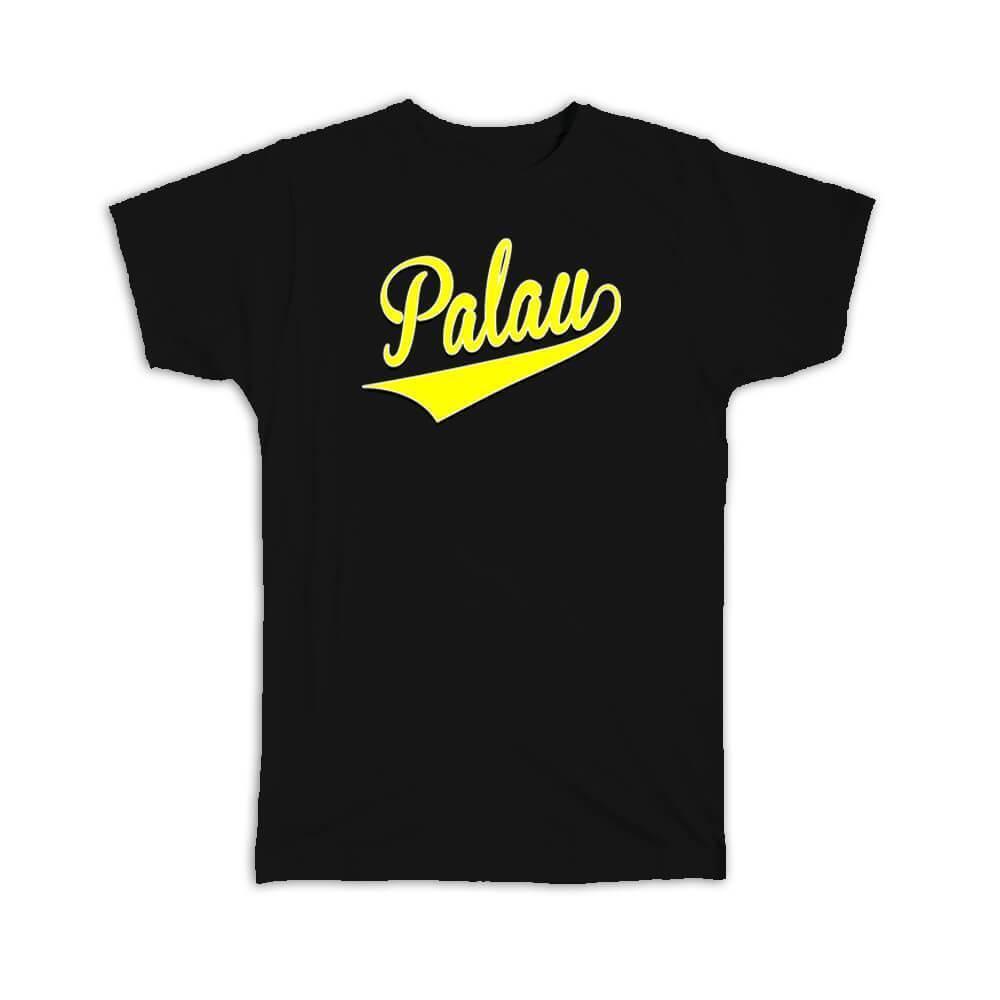 Palau Flag Varsity Script Baseball Tee for Country Pride
