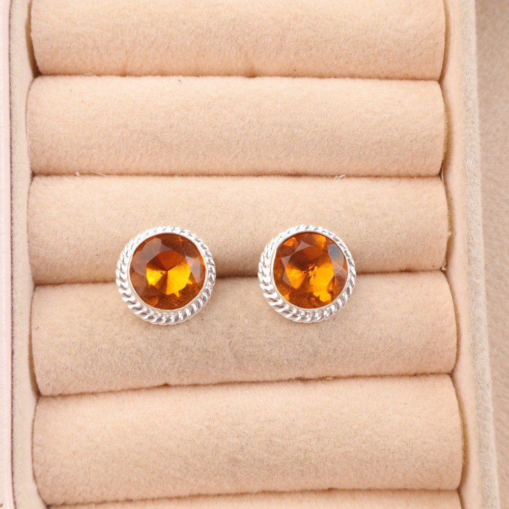 Faceted Citrine Gemstone 925 Silver Women’s Day Daughter Dangle Drop Earrings for a Special Gift