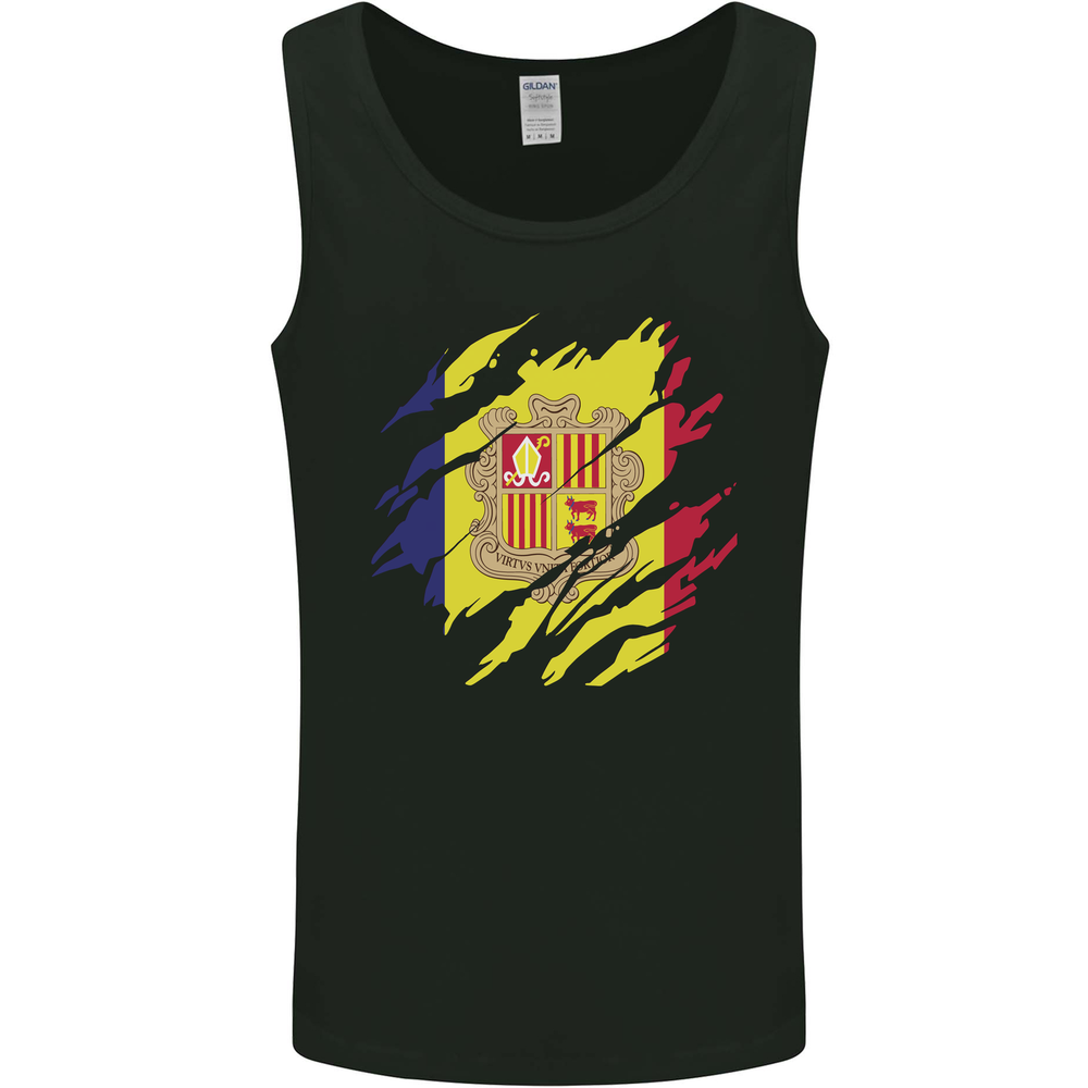 Torn Andorra Flag Andorran Day Football Mens Vest Tank Top