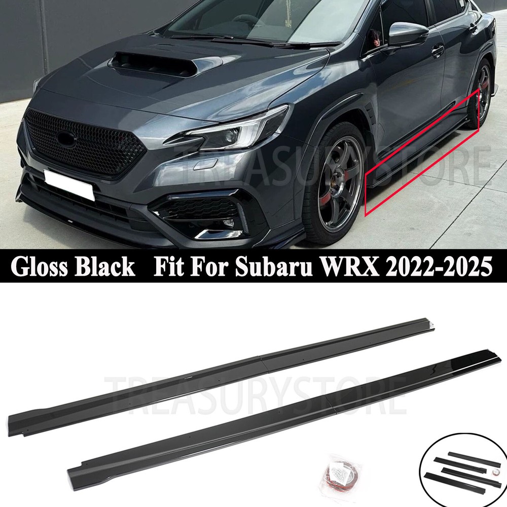 For Subaru WRX VB 2022-2025 STI Style Gloss Black Side Skirt Extension Splitter