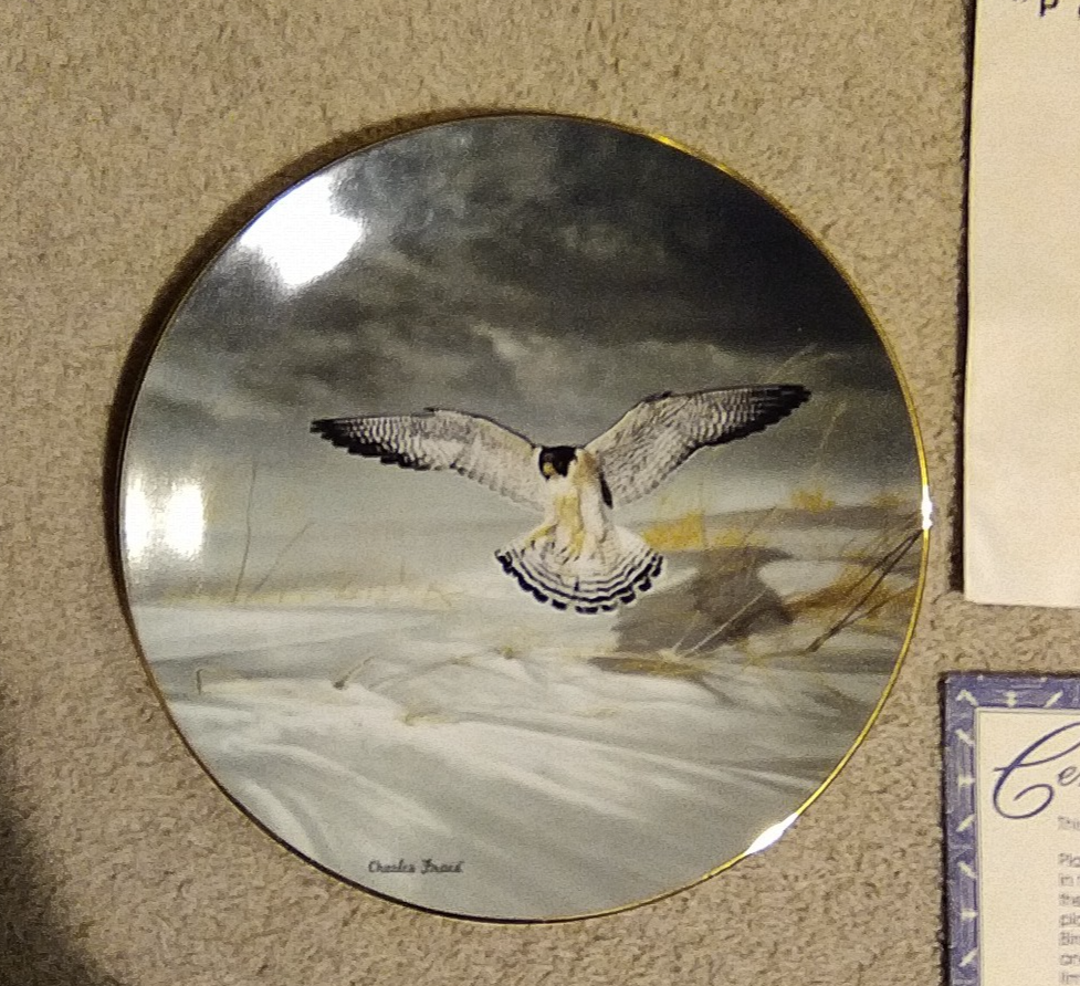 Bradford Exchange Peregrine Falcon Soaring Majesty Plate by Charles Frace 1991