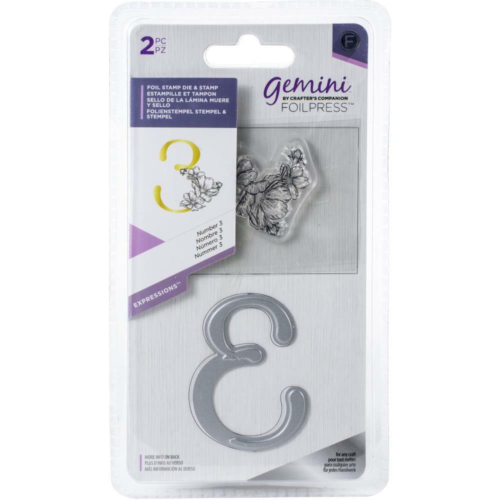 Gemini FOILPRESS Expressions Large Stamp and Die Set - Number 3 GEM-FSST-EXP-3
