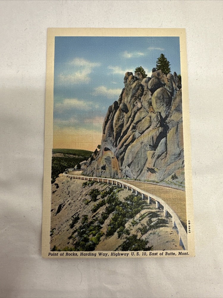 Montana Butte Point Rocks Harding Way Country Road Highway 10 Postcard New