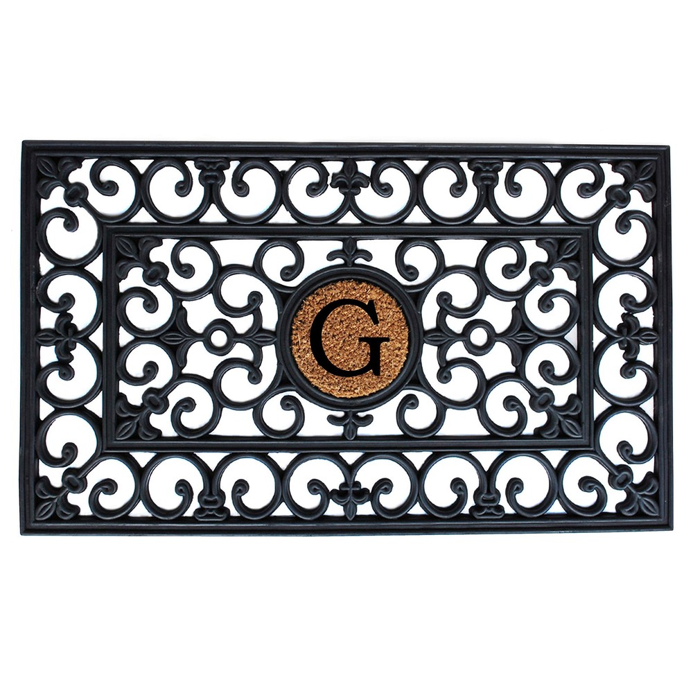Personalized G Monogram Rubber Doormat 18x30 Inches Durable Entryway Mat