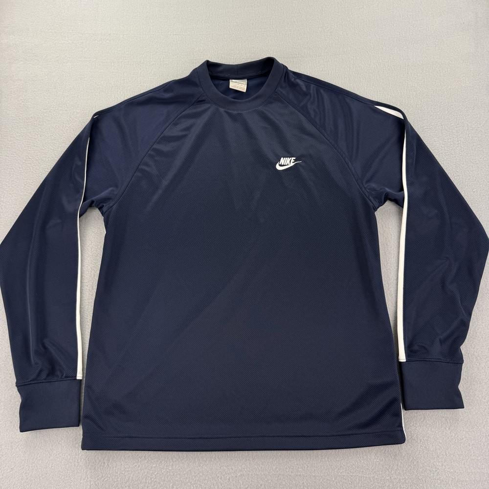 Nike Sportswear Pullover Mens Medium Navy Blue White Long Sleeve Athletic Shirt