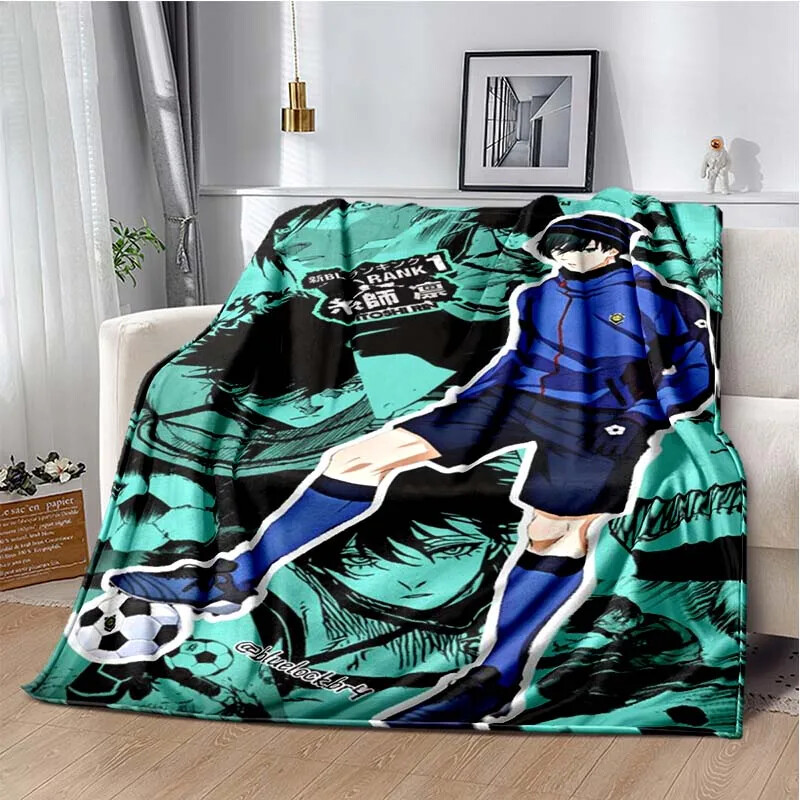 Blue Lock Flannel Throw Blanket unisex Winter Warm Blanket Sofa Travel Picnic