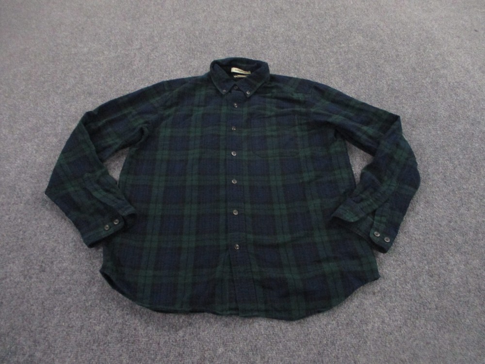 LL Bean Men's Blue Green Blackwatch Tartan Plaid Flannel Shirt