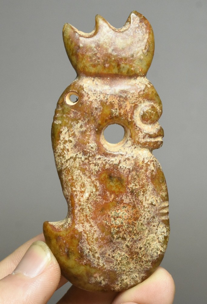 8.5CM China Hongshan Culture Old Jade Sun God Helios Sun-God Amulet Pendant