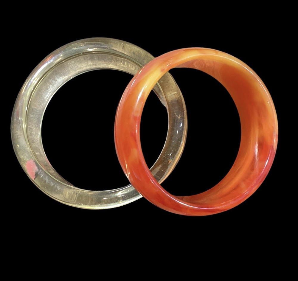 Orange and Yellow Hue Clear Bracelets Set in 7 3/4