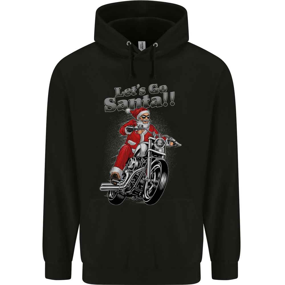 Lets Go Santa Motorbike Motorcycle Biker Mens 80% Cotton Hoodie