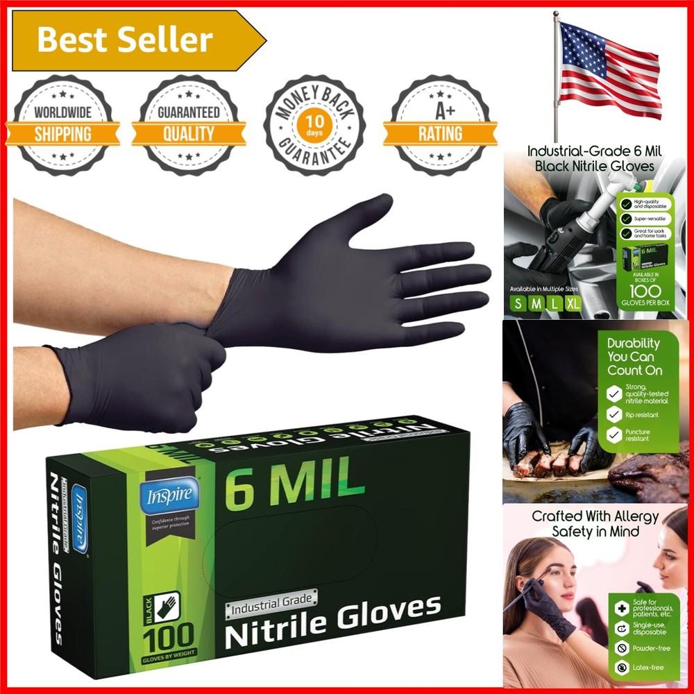 Black 6 Mil Nitrile Gloves - Multipurpose Disposable Protection for Every Task