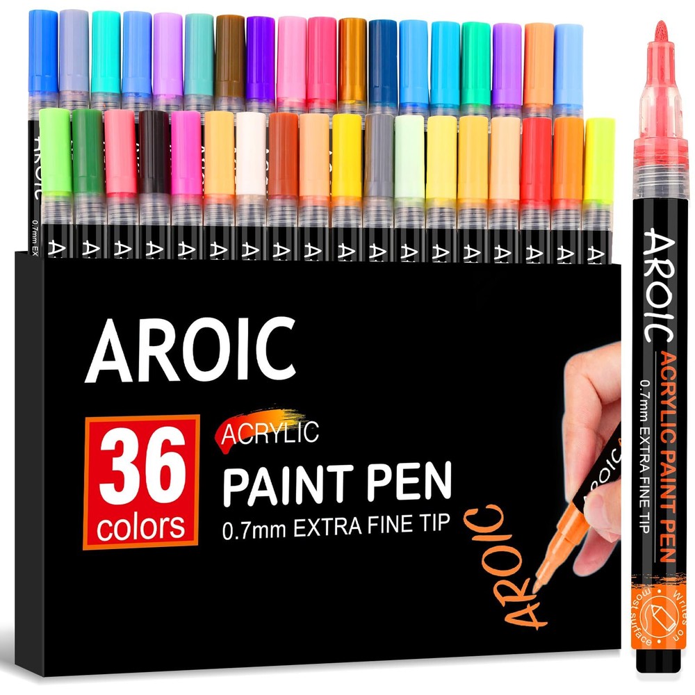 AROIC 36 Pack Acrylic Paint Pens——Writing on Any Material, Rock, Ceramics, Gl...