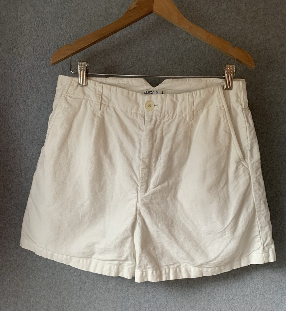Alex Mill Pleated Boy Shorts Linen Cotton In White 4