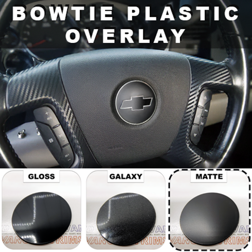 Matte Black Steering Wheel Bowtie PLASTIC Overlay 7-13 Chevy Impala NOT VINYL