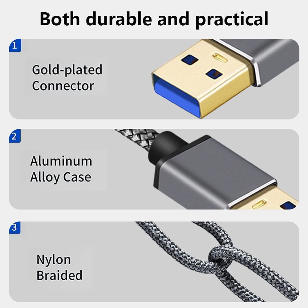USB 3.0 Male to Female High-Speed Data Extension Cable