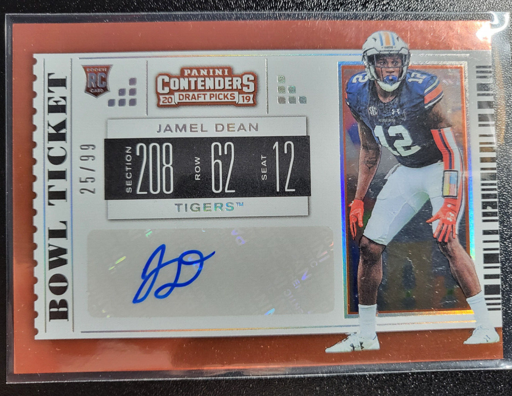 2019 Contenders Draft Picks Bowl Ticket Jamel Dean RC Auto 25/99 #229