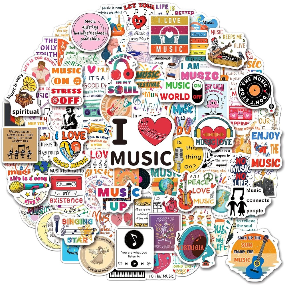 200 PCS Music Motivational Stickers for Laptops, Vinyl Colorful