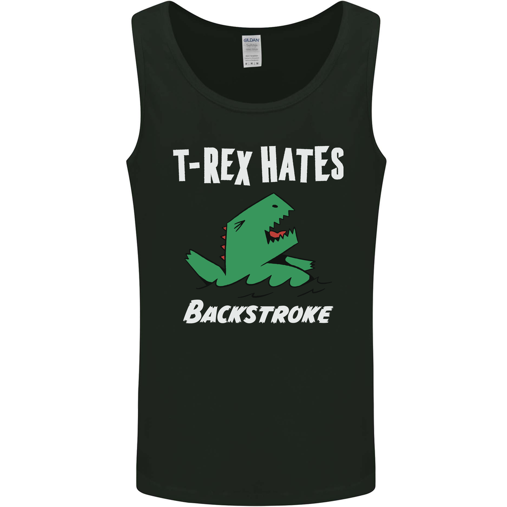 T-Rex Hates Backstroke Funny Swimmer Swim Mens Vest Tank Top