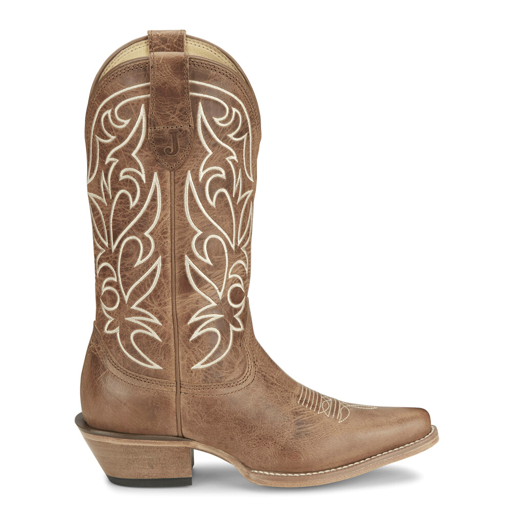Justin Boots Vintage Josephine Embroidered Snip Toe Cowboy  Womens Brown Dress B