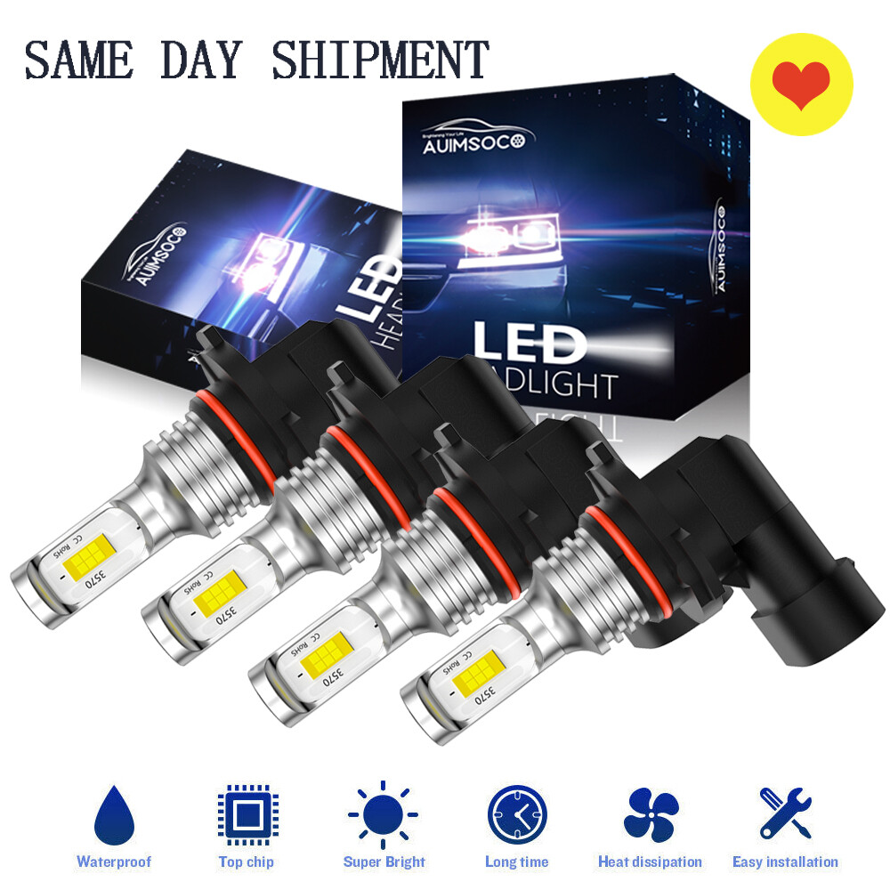 9006 9005 LED Headlights Kit 10000K Combo Bulbs High Low Beam Super White Bright