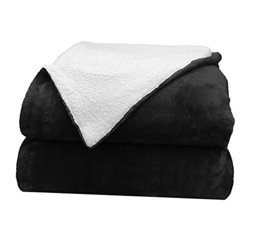 Reversible Flannel Sherpa Blanket - Elegant Fluffy Bed Blankets for Bedroom