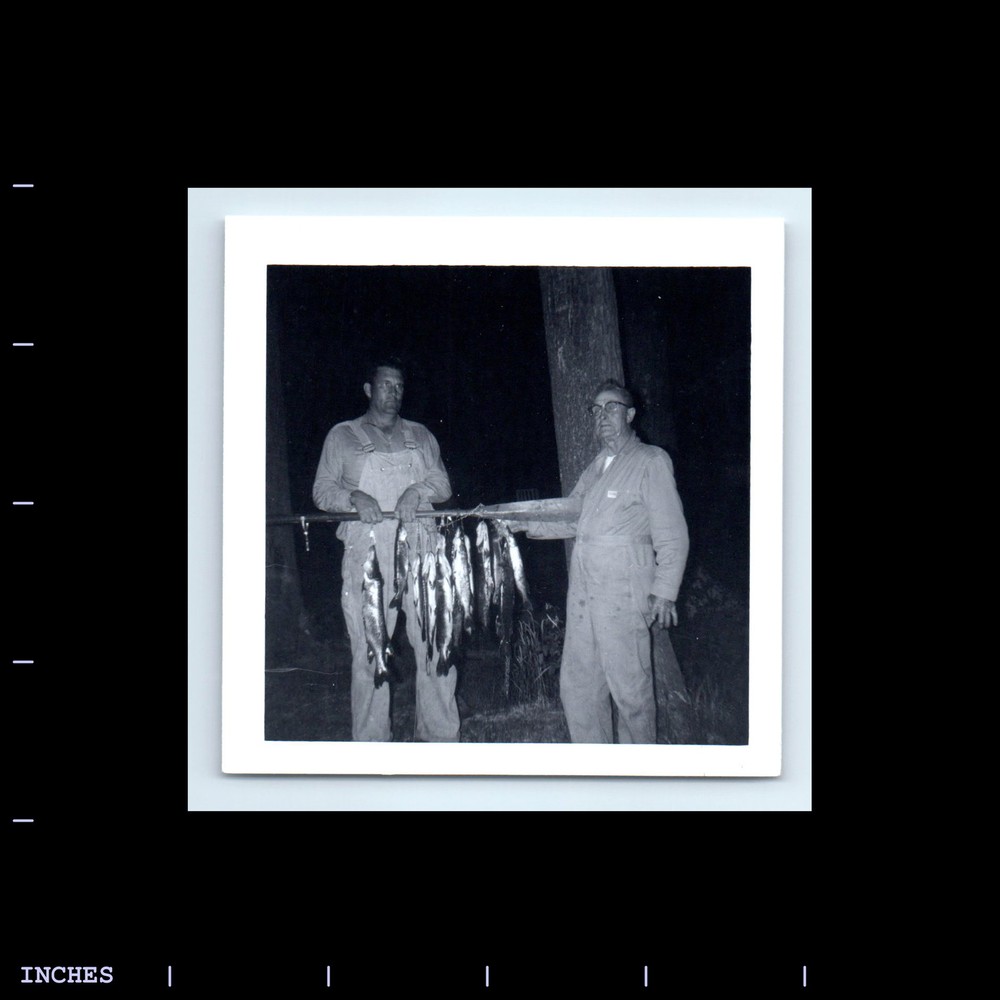 Vintage Square Photo MEN SHOWING OFF FISH CAUGHT FISHING