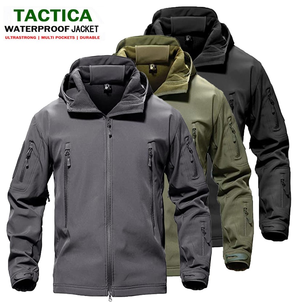 Tactical Jacket Mens Waterproof Military Coat Soft Shell Work Windbreaker Jacket