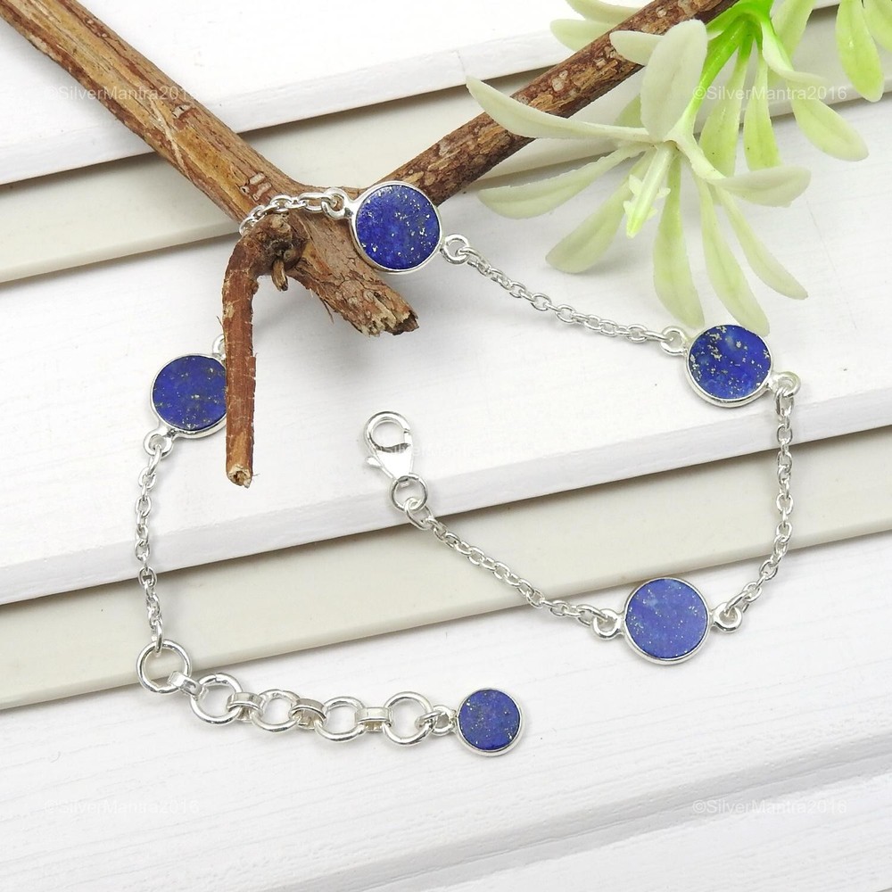 Lapis Lazuli 925 Silver Bezel Bracelet for Mother’s Day-image