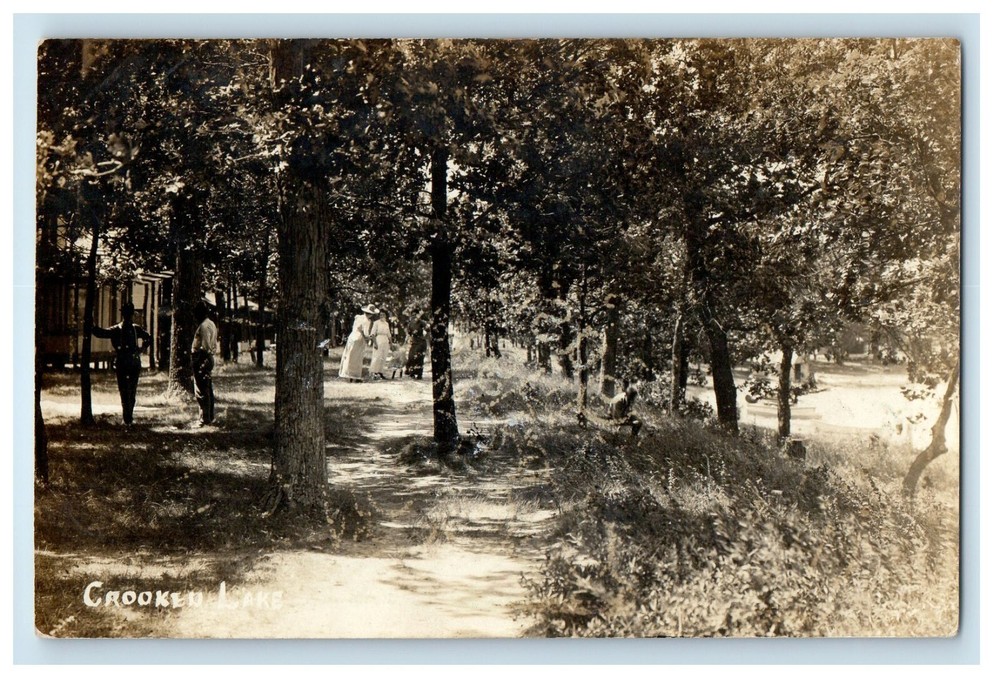 1913 Crooked Lake And Trees Wolcottville Indiana IN RPPC Photo Antique Postcard