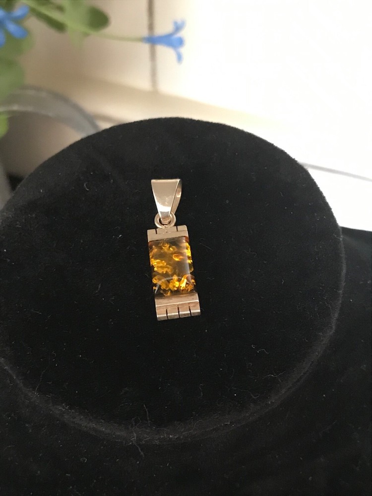 Sterling Silver Charm with Faux Citrine Stone