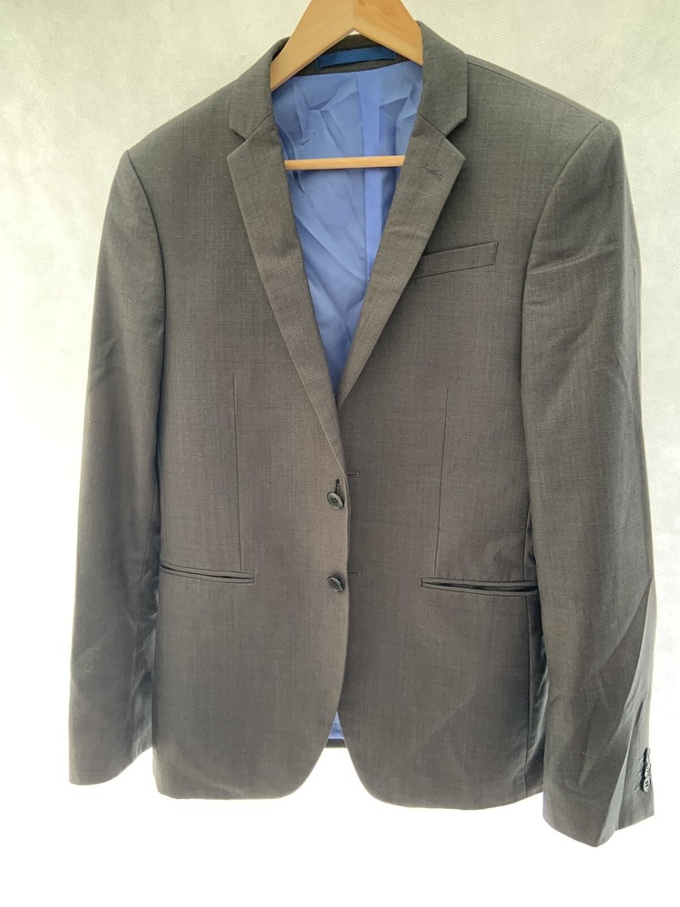 M&S Grey Polyester Blend Smart Suit Jacket for Men Size 38L