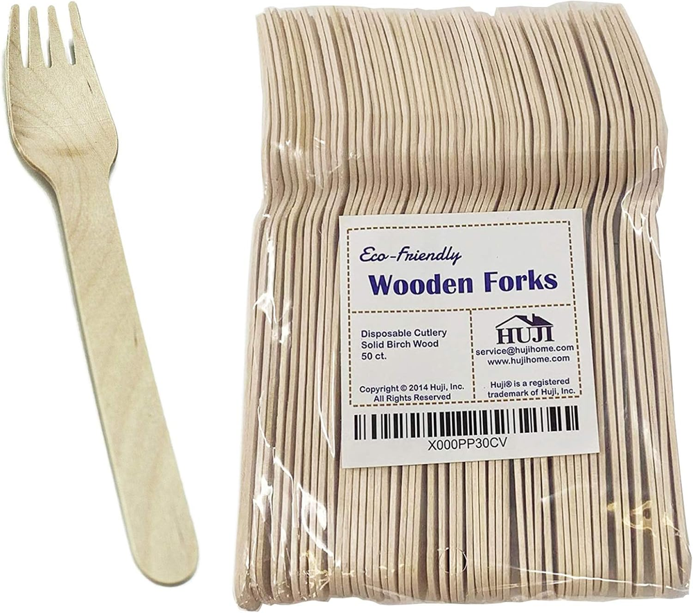 Eco-Friendly Disposable Wooden Forks Set Silverware for Birthday Party Events Ho