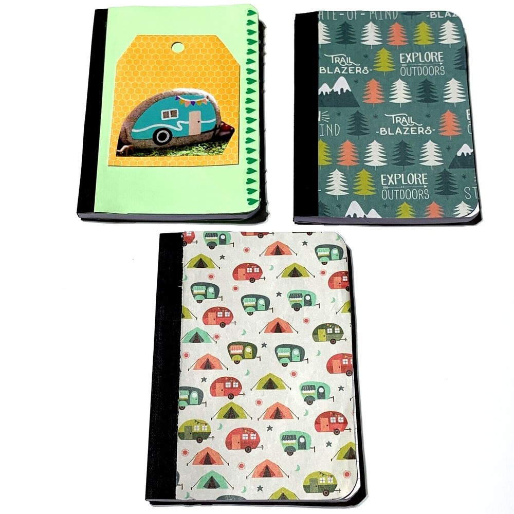 3 Mini Lined Composition Notebooks - Camping RV Outdoor Adventure Theme