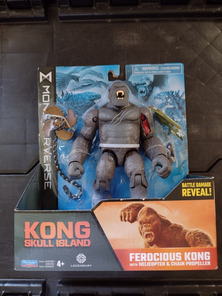Playmates Skull Island Ferocious Kong w/Helicopter & Chain Propeller New