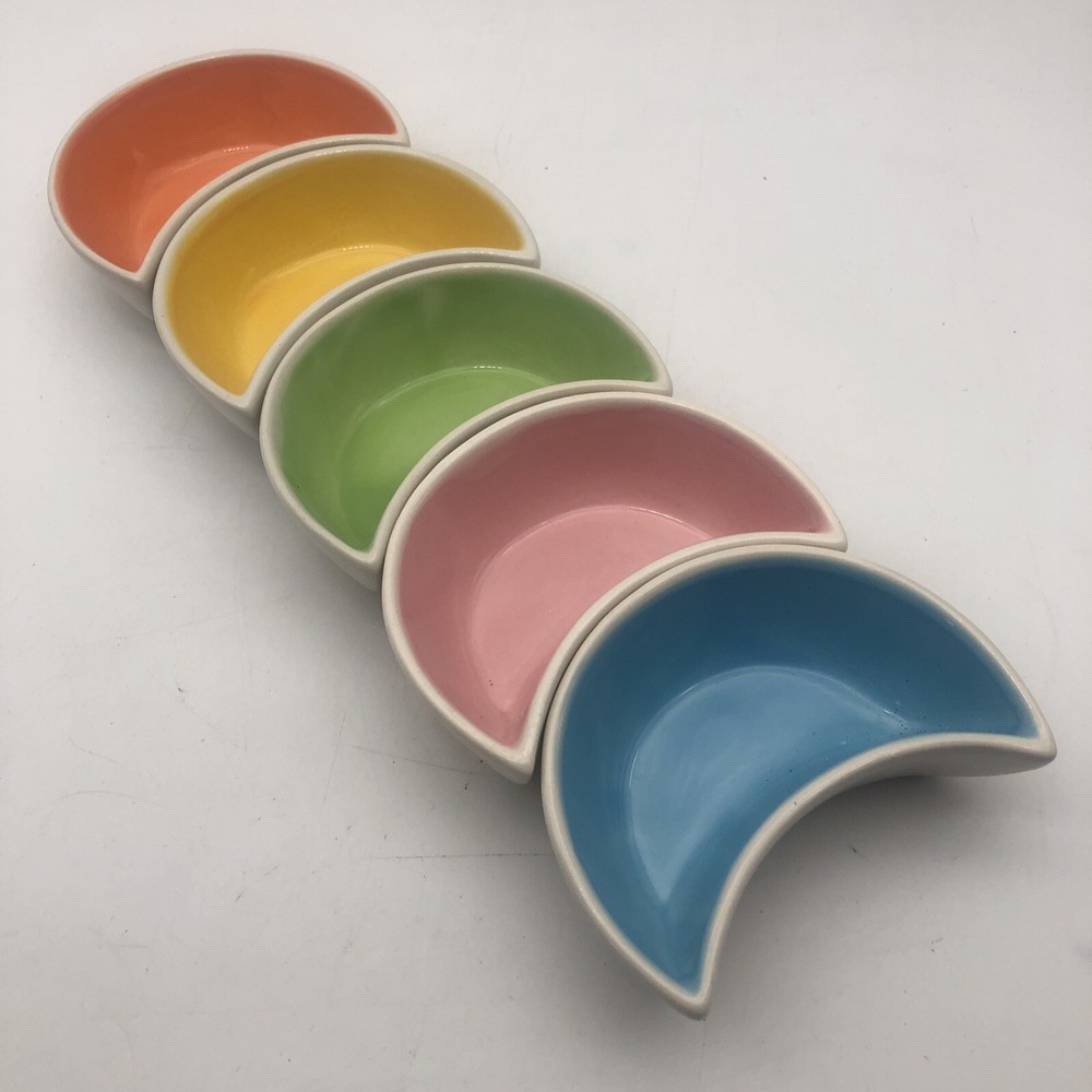 5 Colourful Party Food Ceramic  Porcelain ￼Pots Fun Novelty Fast Postage