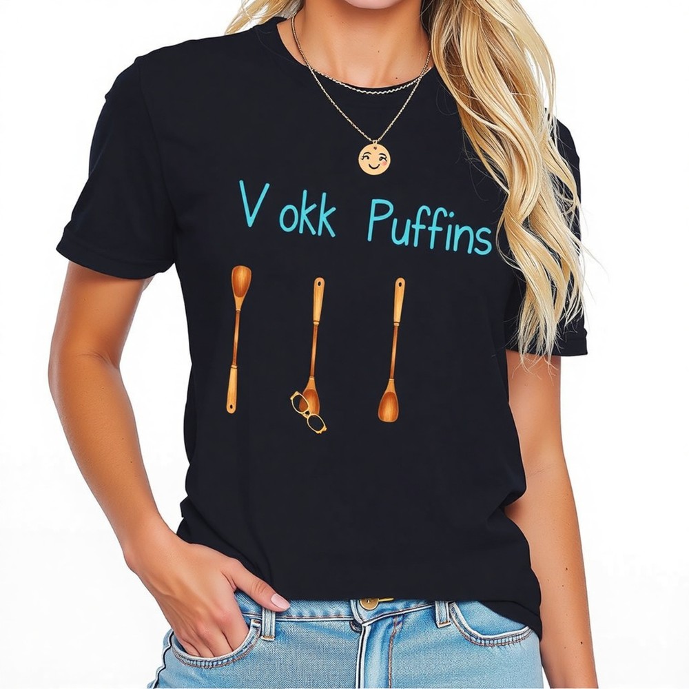Funny Puffin T-Shirt with Wooden Spoons and Sunglasses Design