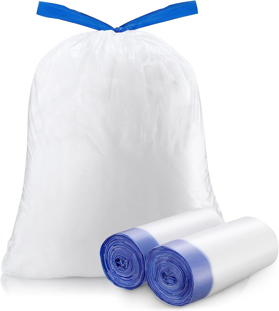 Trash Bags 6 Gallons Drawstring Garbage Bags 60 Count for Office, Living Room, K