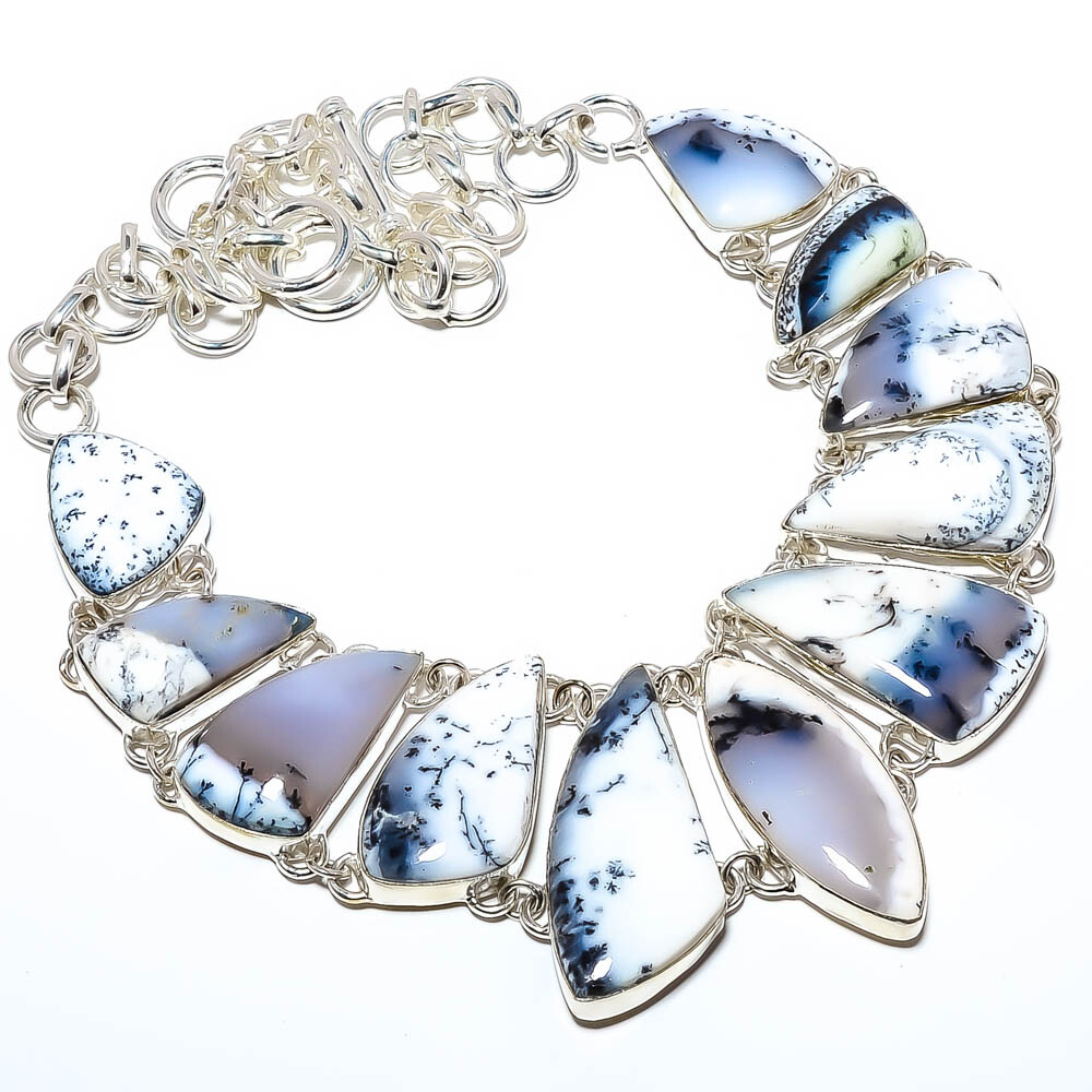 Dendritic Opal - Brazil Gemstone 925 Sterling Silver Necklace 17.99