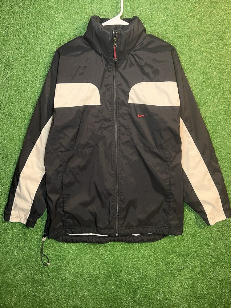 Nike Vintage Y2K Swoosh Silver Tag Grunge Windbreaker Zip Track Jacket Large
