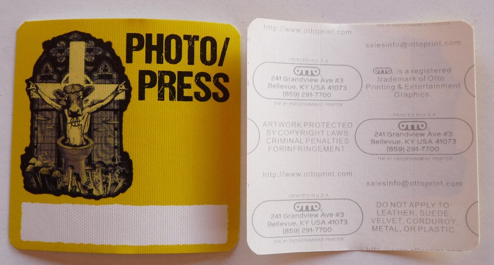 Ministry Concert Tour Yellow Photo Press Backstage Pass D15