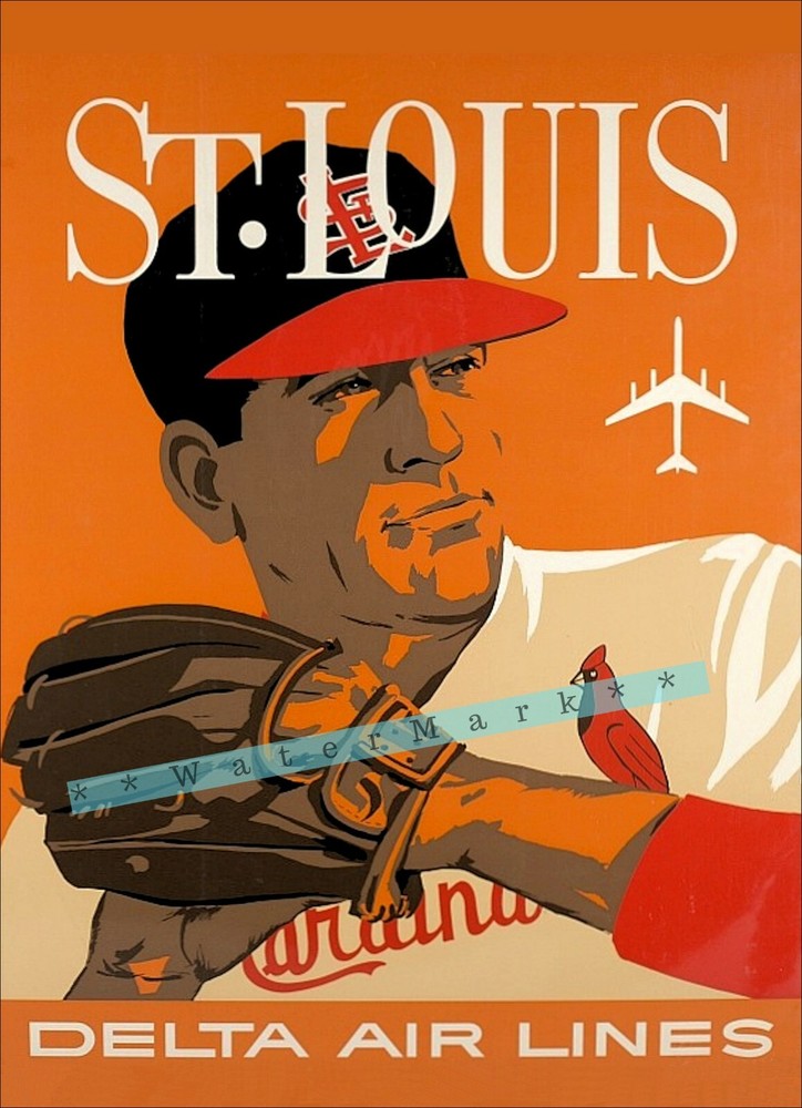 St Louis Missouri 1950 Delta Baseball Vintage Poster Print Wall Art Decor