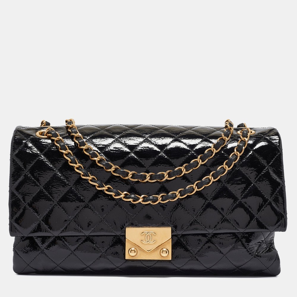 Chanel Black Quilted Leather Pagoda Accordion Flap Bag