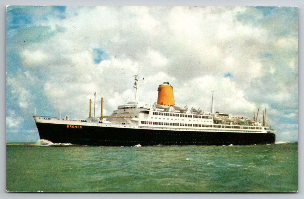 Vintage TS Bremen Ocean Liner Cruise Ship Postcard North German Lloyd Z12