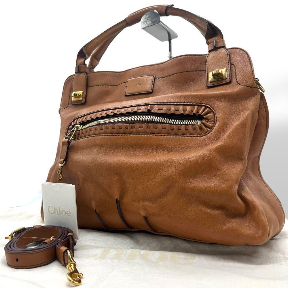 Chloe Vintage Margaret Tote A4 2Way Leather Bag Brown Limited Edition Women