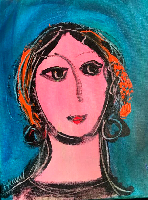 M.Kazav Gypsy Queen   MODERN PAINTING   CANVAS ORIGINAL OIL N/R 4ty