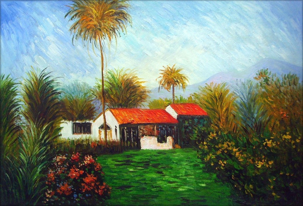 Clearance Sale Item! Monet the Farm at Bordighera Repro, Oil Painting 24x36in-image