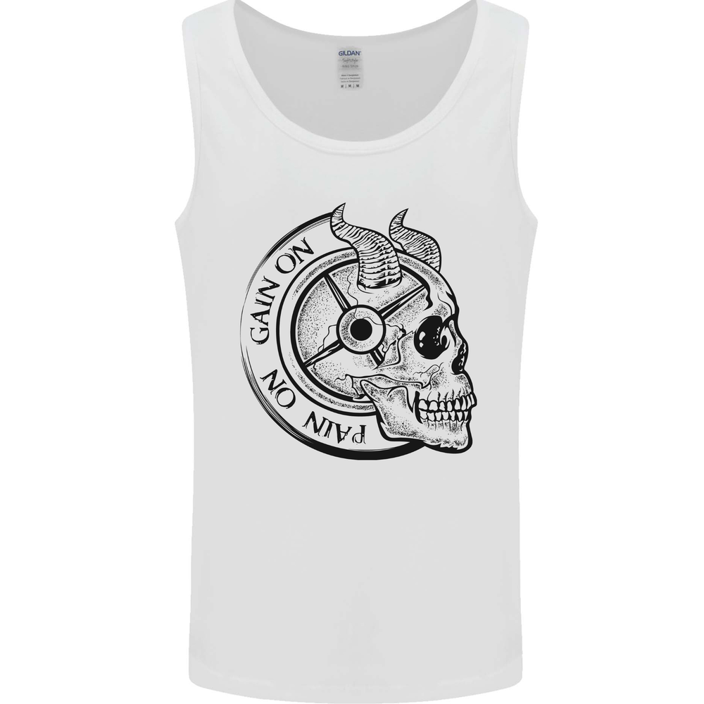 No Pain No Gain Devil Skull Gym Training Mens Vest Tank Top