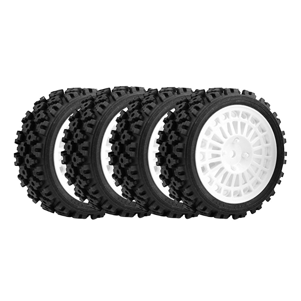 4Pcs RC Rally Tires for Tamiya TT01 TT02 XV-01 HPI 1/10 Scale RC Cars